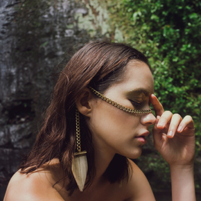 Badou Catena | Face Chain | Face Jewelry | Bronze with Wood Ivory Bone Tusk | Tribal Collection