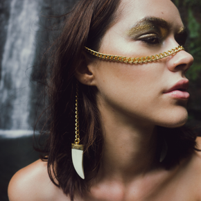 Nakia Catena | Face Chain | Face Jewelry | 24K Gold Plated with Ivory Bone Tusk | Tribal Collection