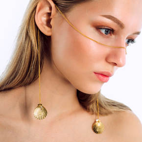 Salacia Catena | Face Chain | Face Jewelry | 24k Gold Plated with Sea Shells | Lemuria Collection